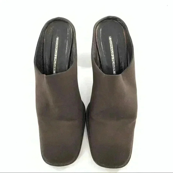 Donald J pliner heels size 8.5 chocolate brown square toe vintage 90s academia - Picture 2 of 12